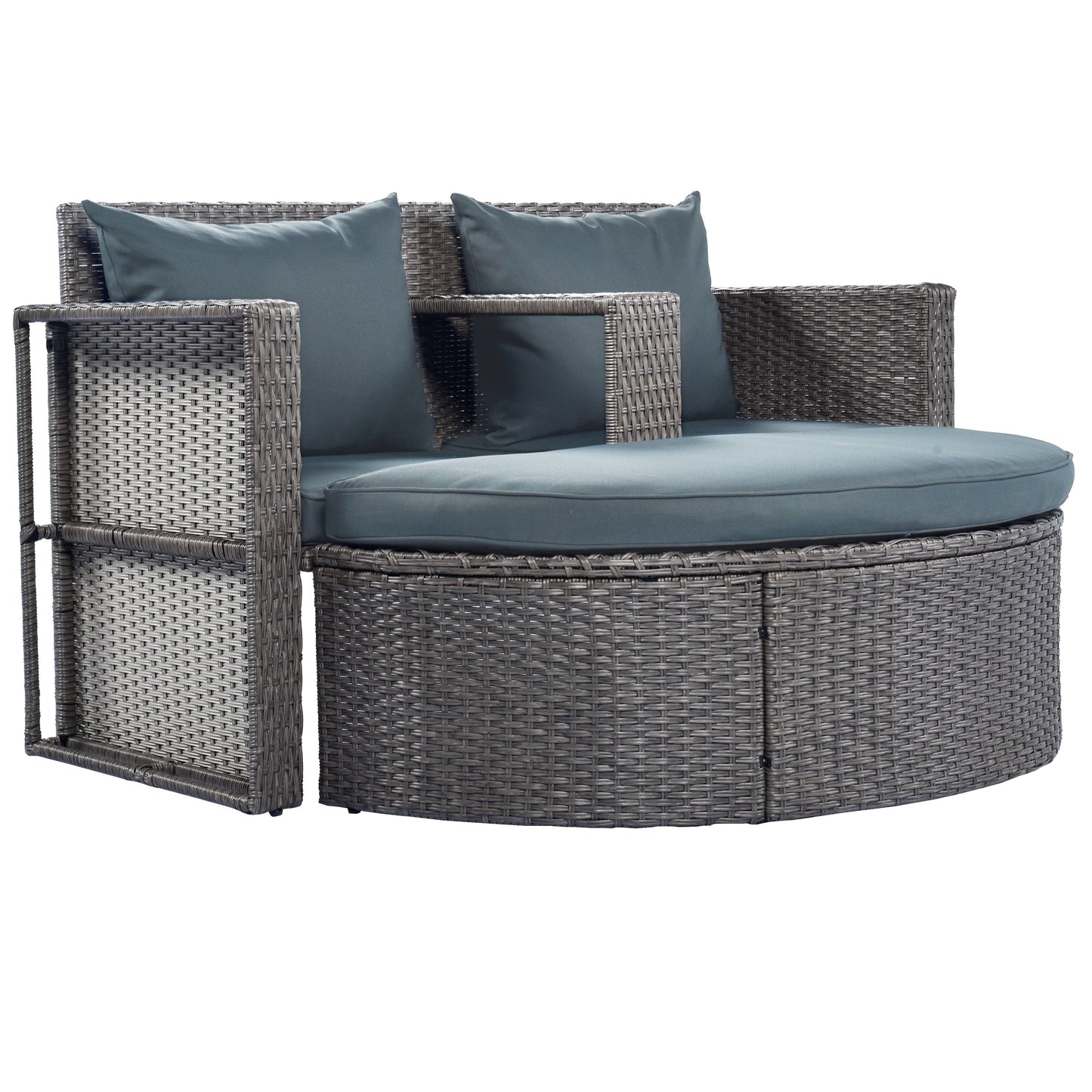 TOPMAX All-Weather PE Wicker Rattan Sofa Set with Side Table for Umbrella-4