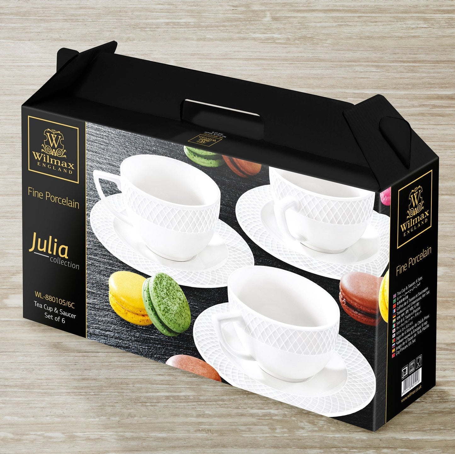 White 8 Oz Tea Cup & 6" inch Saucer Set Of 6 In Gift Box-1