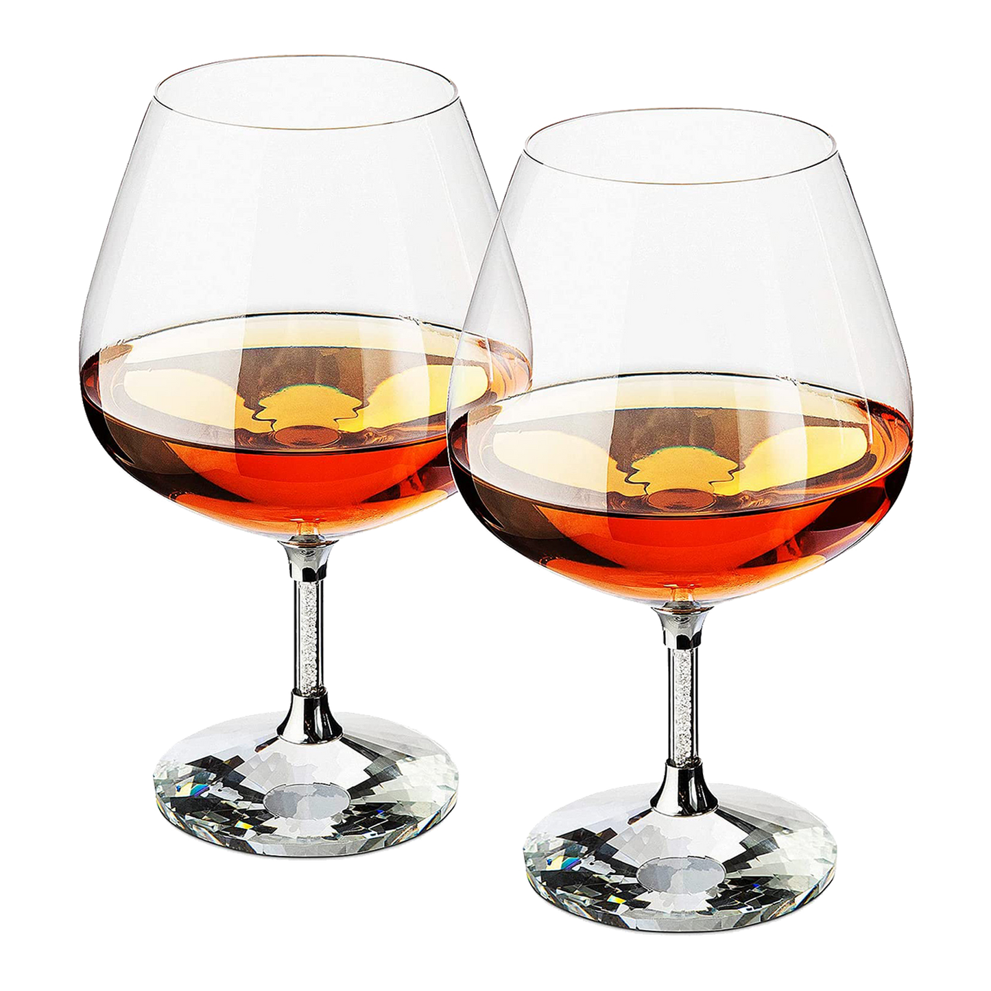 Diamond Brandy Snifters Whiskey Glasses Set of 2 - For Drinking Whiskey, Liquor, Bourbon, Perfect For Any Bar or Party 12oz Diamond Glasses by The Wine Savant --0