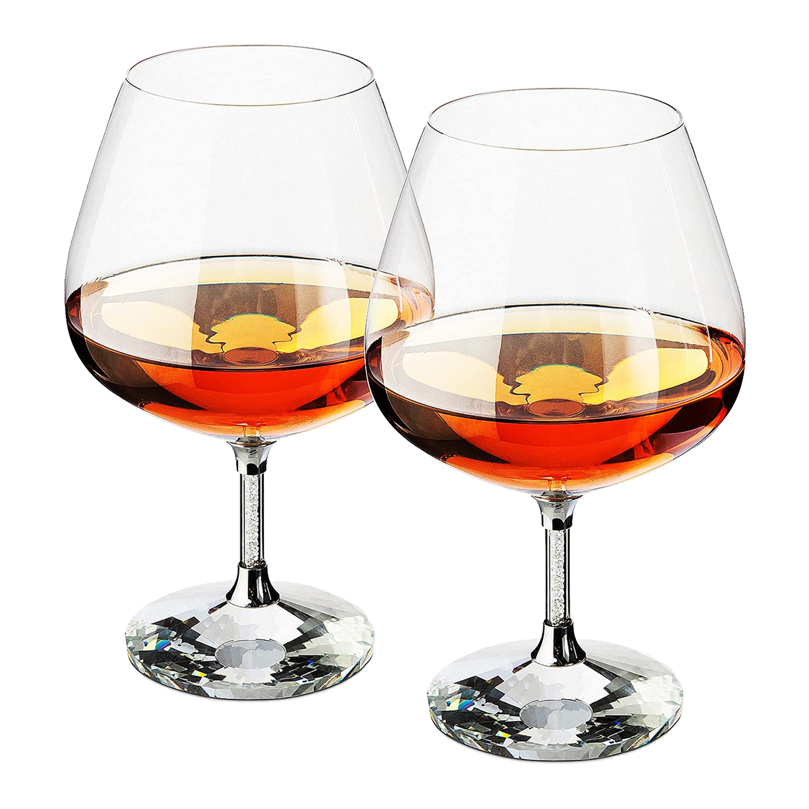 Diamond Brandy Snifters Whiskey Glasses Set of 2 - For Drinking Whiskey, Liquor, Bourbon, Perfect For Any Bar or Party 12oz Diamond Glasses by The Wine Savant --0