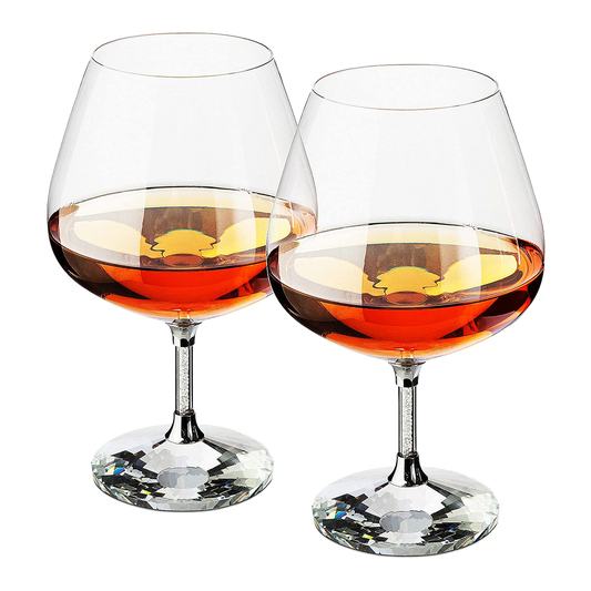 Diamond Brandy Snifters Whiskey Glasses Set of 2 - For Drinking Whiskey, Liquor, Bourbon, Perfect For Any Bar or Party 12oz Diamond Glasses by The Wine Savant --0