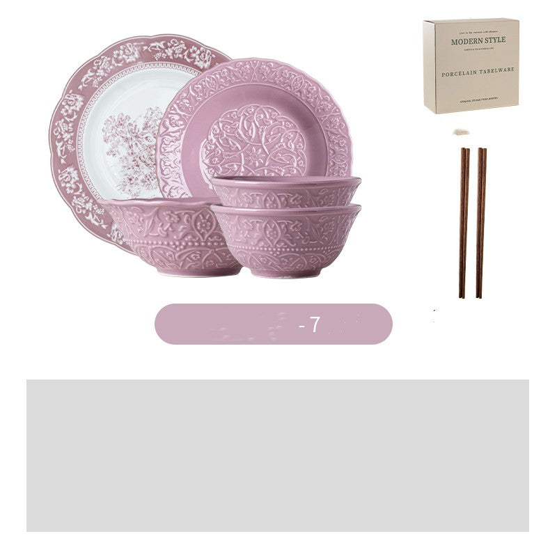 Purple Porcelain French Inspired Embossed Cutlery Set