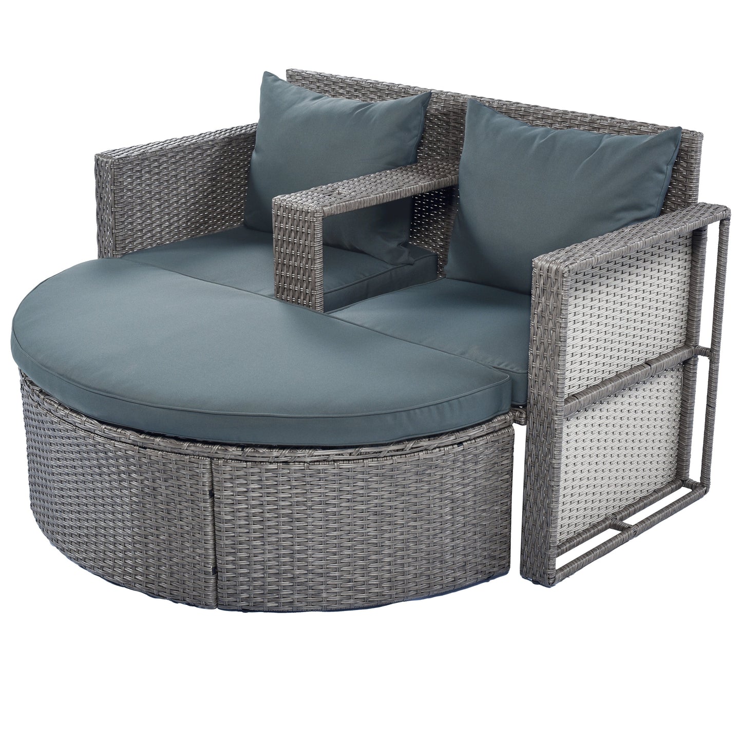 TOPMAX All-Weather PE Wicker Rattan Sofa Set with Side Table for Umbrella-3