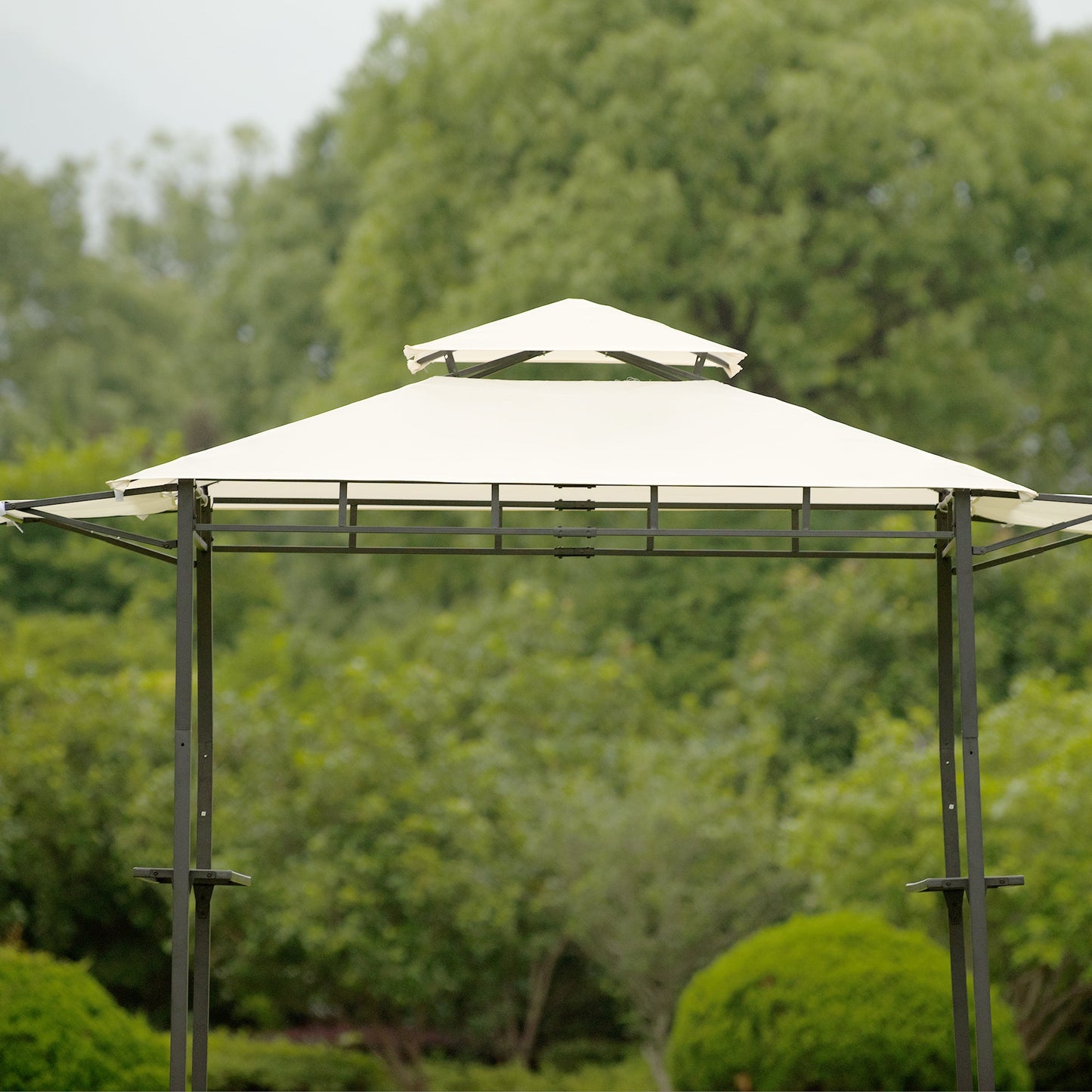 TOPMAX 12x4.3Ft Iron BBQ Grill Gazebo with Bar Counters (Beige)-9