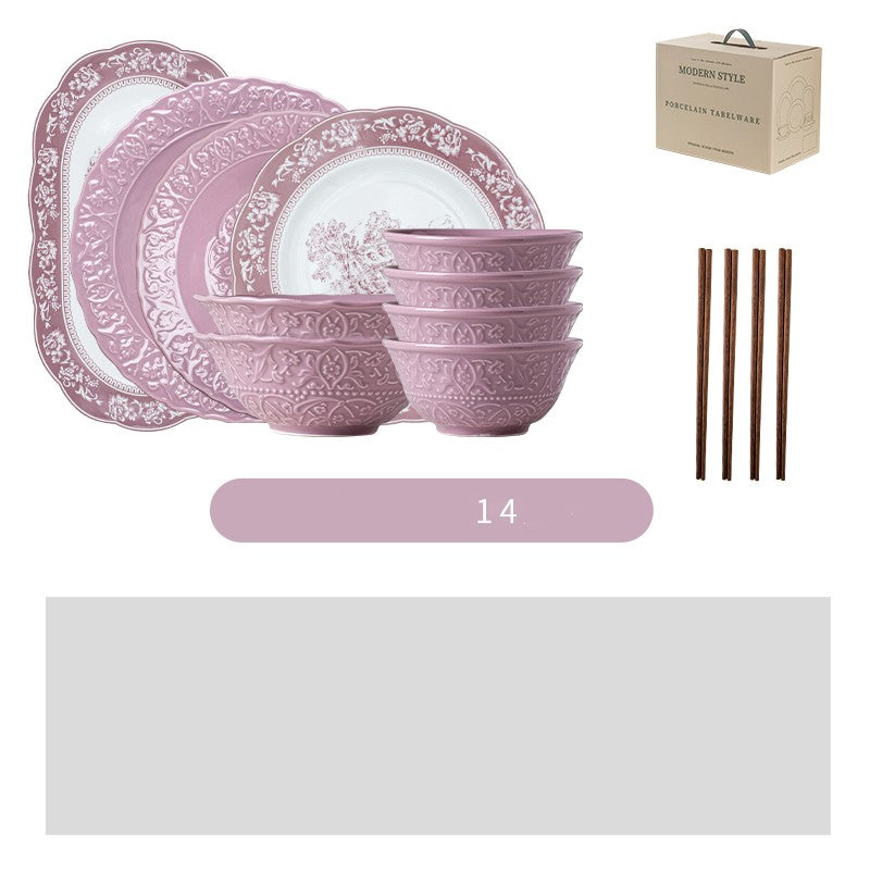 Purple Porcelain French Inspired Embossed Cutlery Set