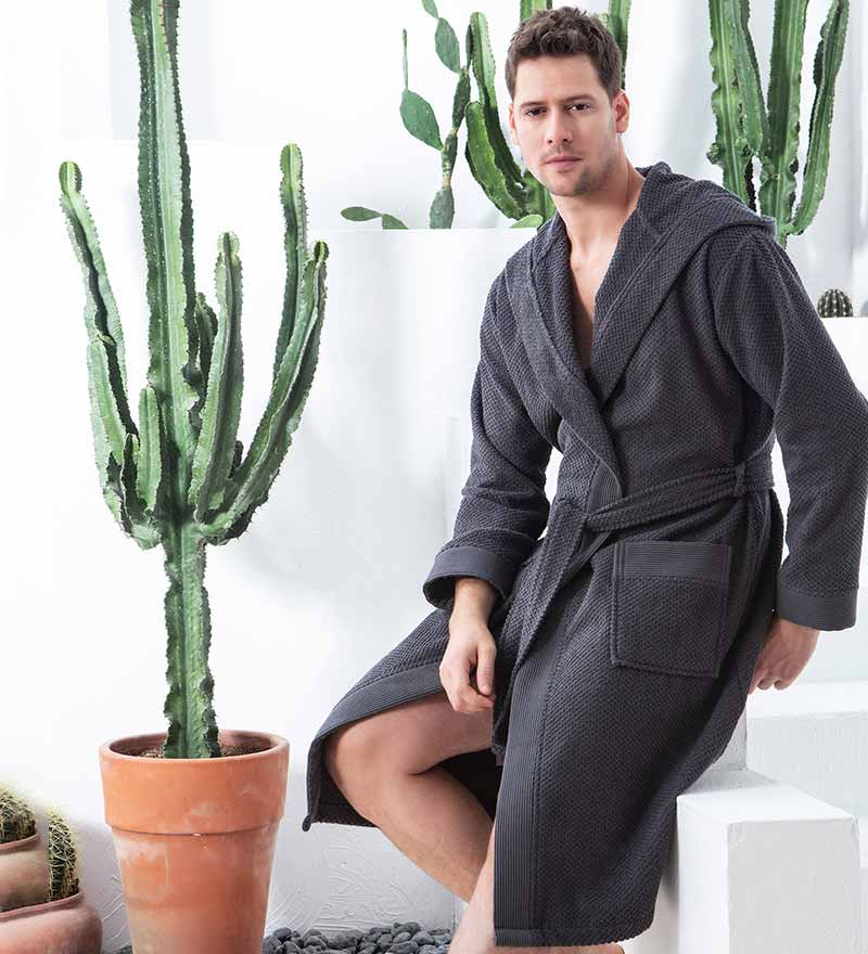 Men's Luxury Turkish Cotton Terry Cloth Robe with Hood-12