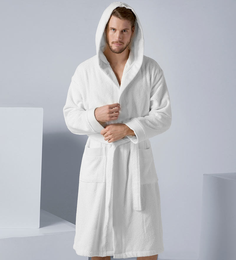 Men's Luxury Turkish Cotton Terry Cloth Robe with Hood-20