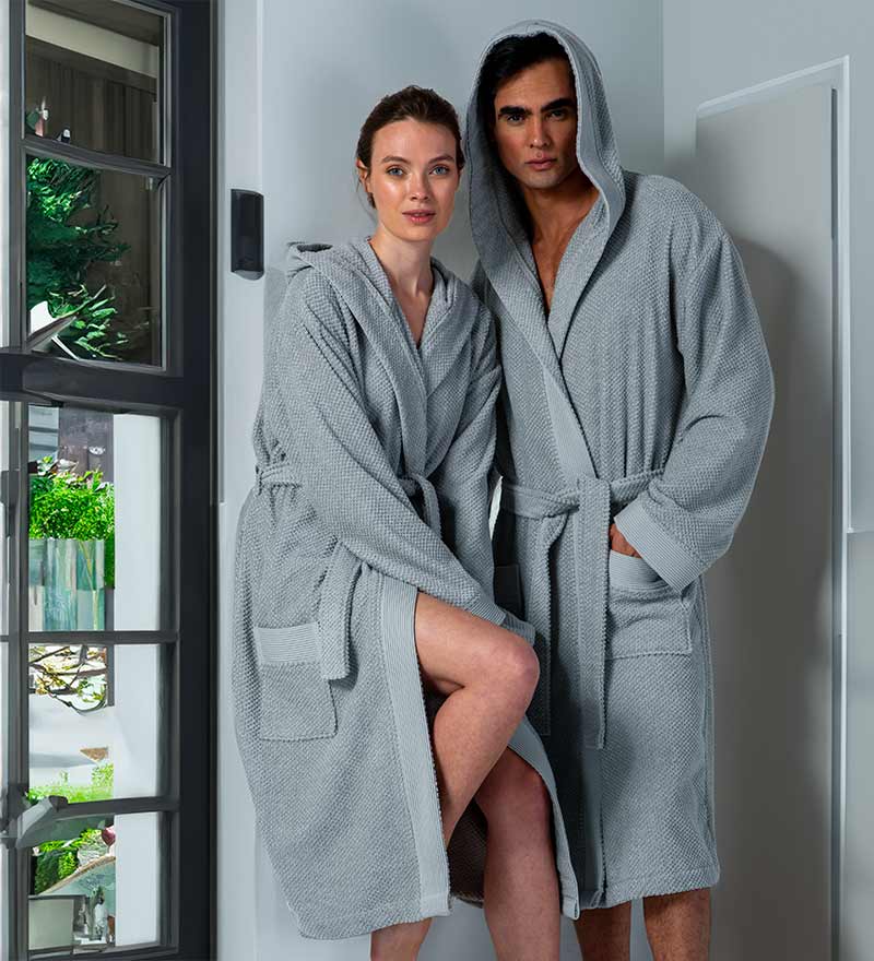 Men's Luxury Turkish Cotton Terry Cloth Robe with Hood-27