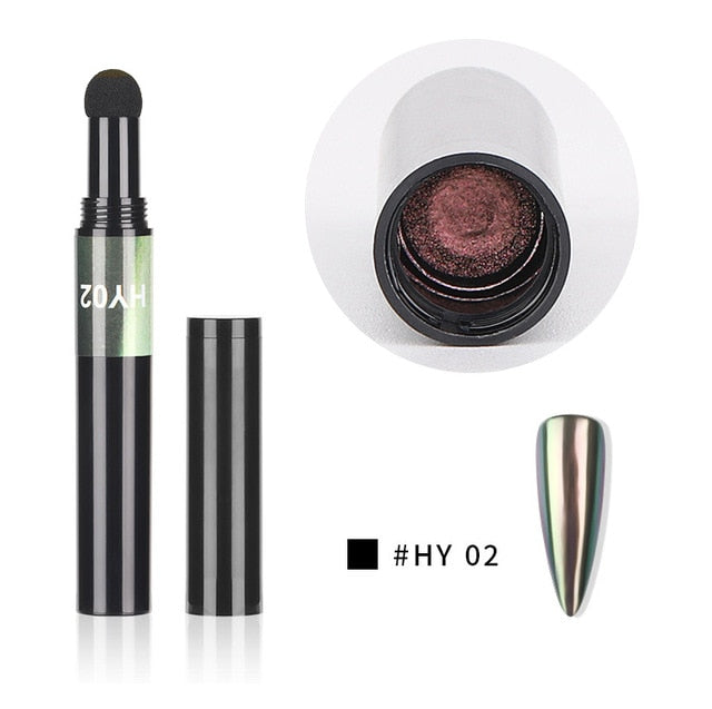 Hot 6 Color Nail Air Cushion Powder Pen Magic Aurora Mirror Effect Nail Polish Gel Pencil Nail Art Chalk Makeup Tool-6