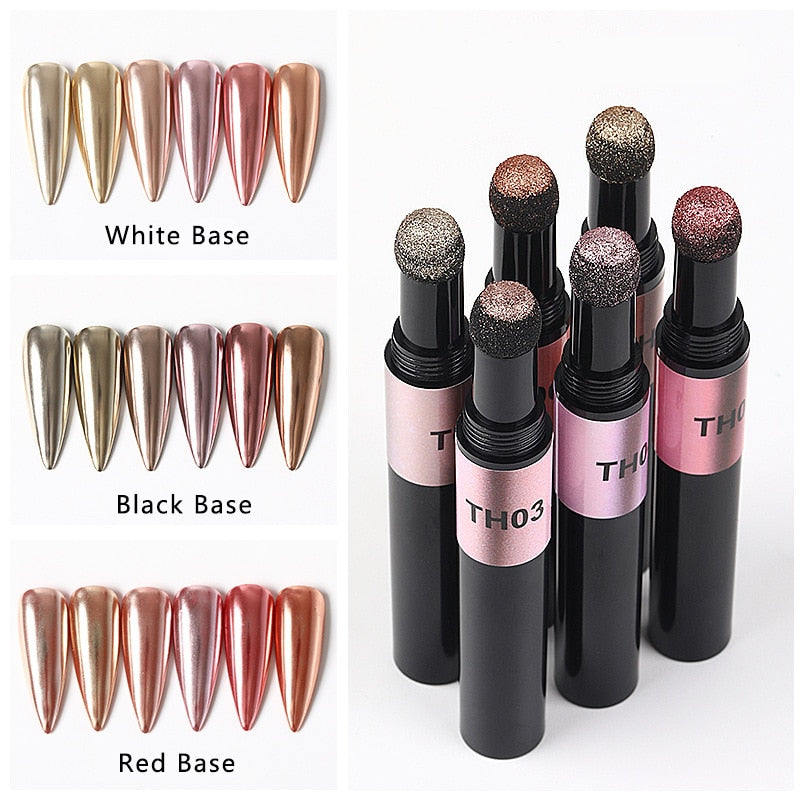 Hot 6 Color Nail Air Cushion Powder Pen Magic Aurora Mirror Effect Nail Polish Gel Pencil Nail Art Chalk Makeup Tool-24