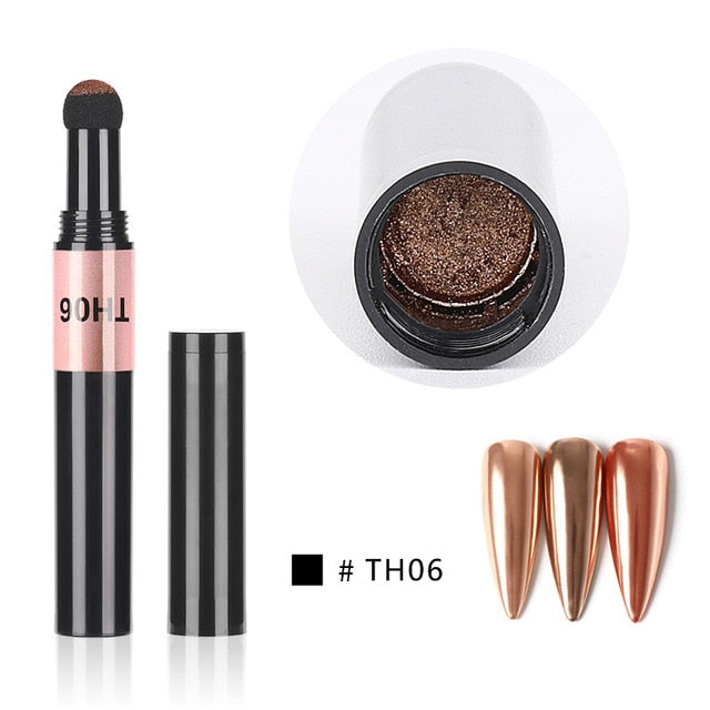 Hot 6 Color Nail Air Cushion Powder Pen Magic Aurora Mirror Effect Nail Polish Gel Pencil Nail Art Chalk Makeup Tool-9