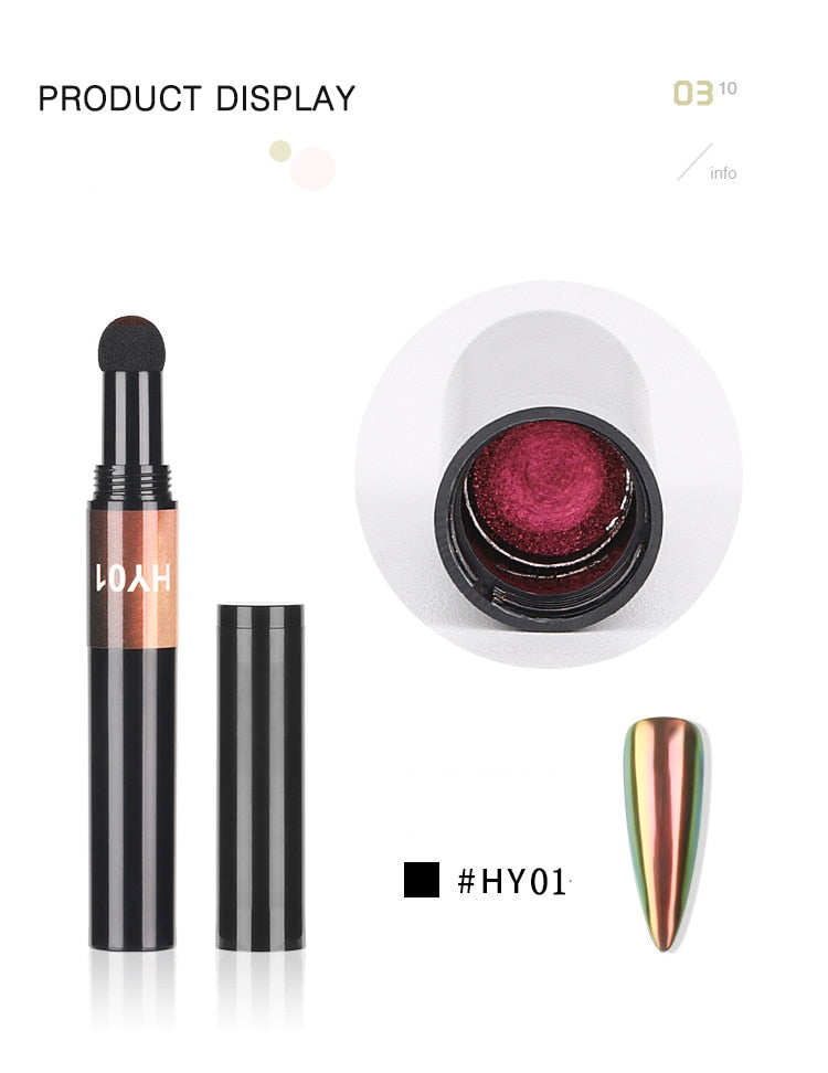 Hot 6 Color Nail Air Cushion Powder Pen Magic Aurora Mirror Effect Nail Polish Gel Pencil Nail Art Chalk Makeup Tool-4