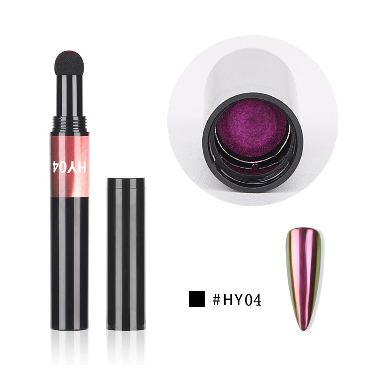 Hot 6 Color Nail Air Cushion Powder Pen Magic Aurora Mirror Effect Nail Polish Gel Pencil Nail Art Chalk Makeup Tool-27