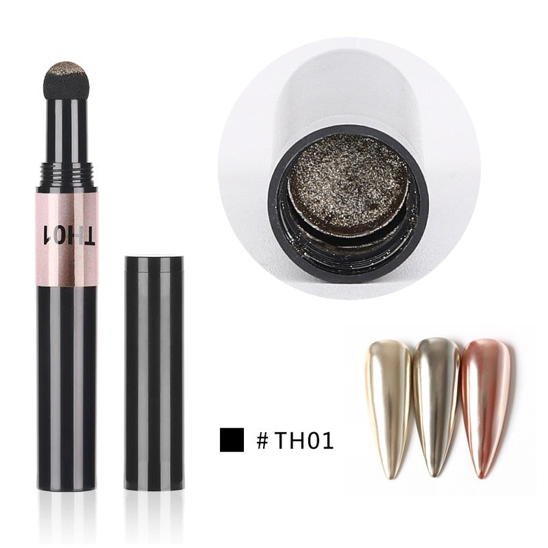 Hot 6 Color Nail Air Cushion Powder Pen Magic Aurora Mirror Effect Nail Polish Gel Pencil Nail Art Chalk Makeup Tool-25