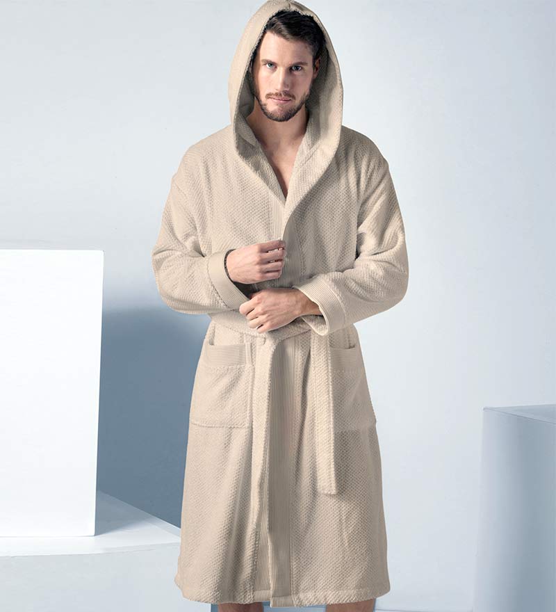 Men's Luxury Turkish Cotton Terry Cloth Robe with Hood-5