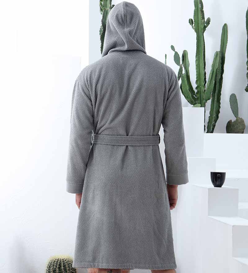 Men's Luxury Turkish Cotton Terry Cloth Robe with Hood-4