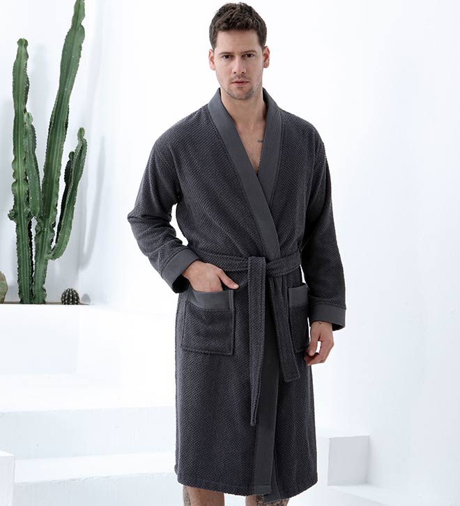 Men's Turkish Cotton Terry Cloth Kimono Robe-9