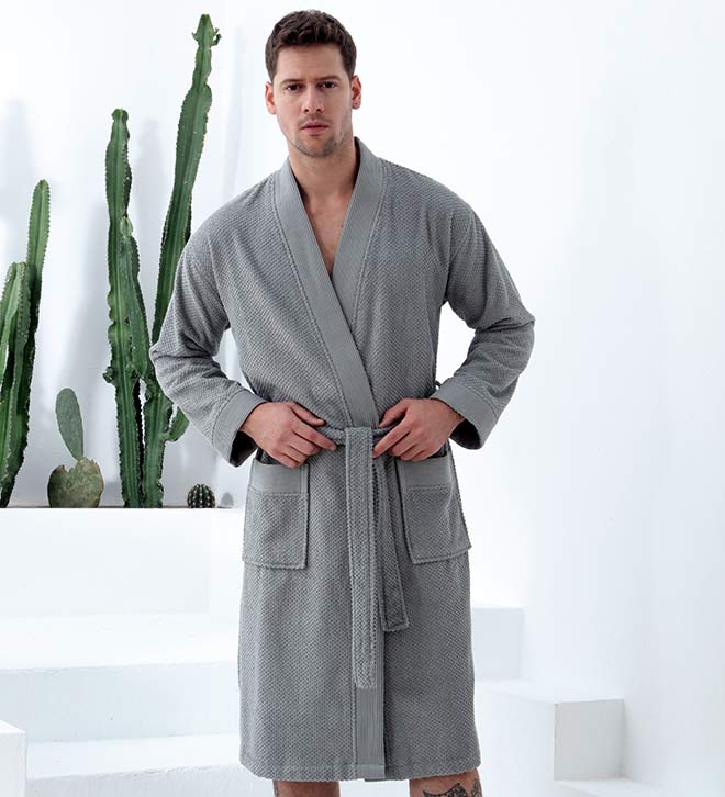 Men's Turkish Cotton Terry Cloth Kimono Robe-13