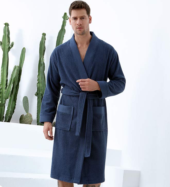 Men's Turkish Cotton Terry Cloth Kimono Robe-0