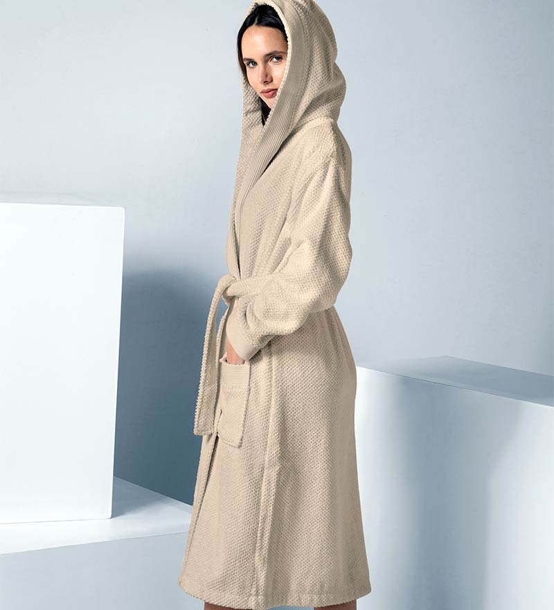 Women's Hooded Turkish Cotton Terry Cloth Robe-5