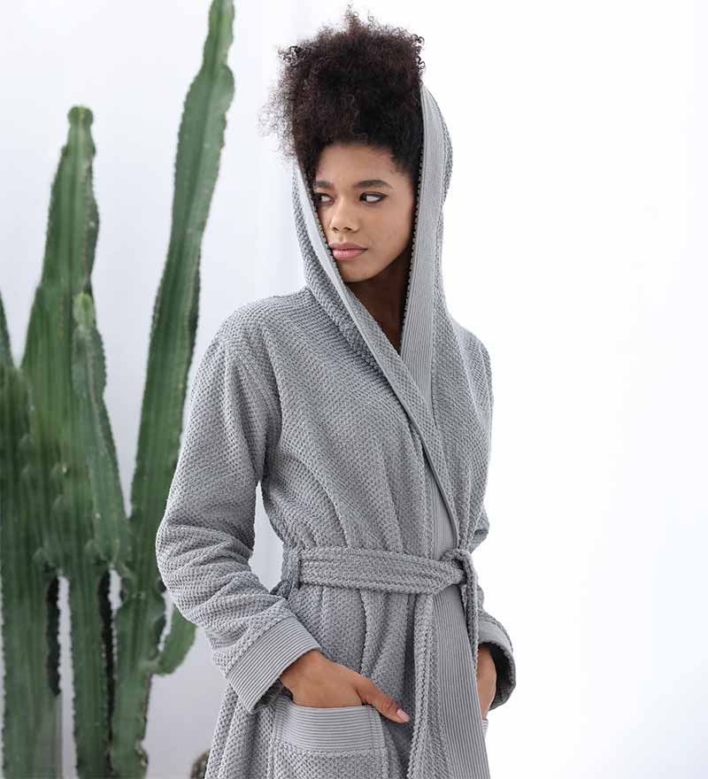 Women's Hooded Turkish Cotton Terry Cloth Robe-17