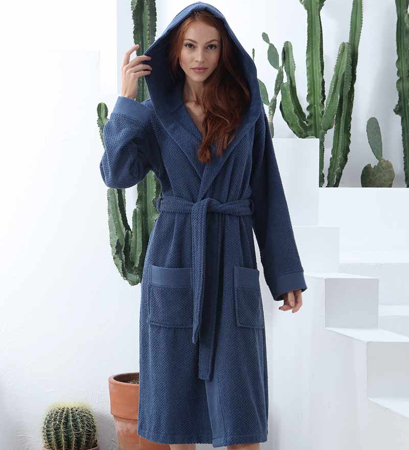 Women's Hooded Turkish Cotton Terry Cloth Robe-0