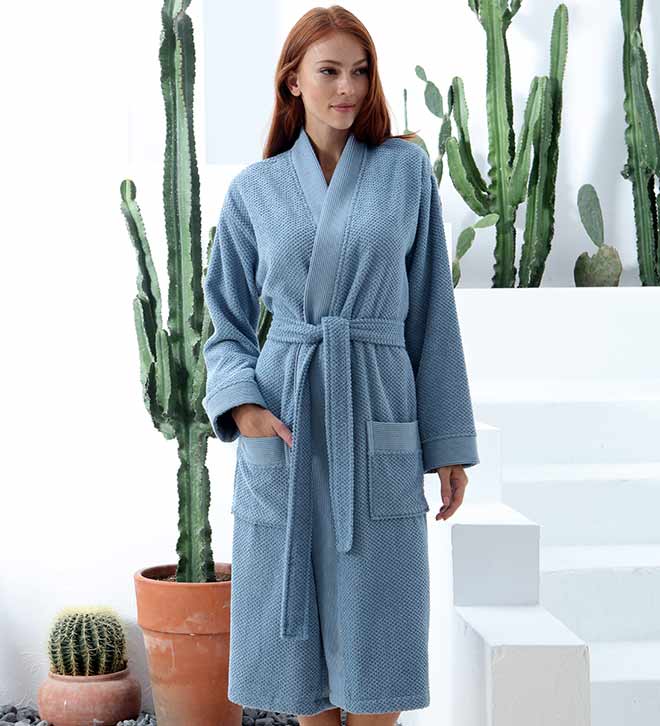 Women's Turkish Cotton Terry Cloth Kimono Robe-6