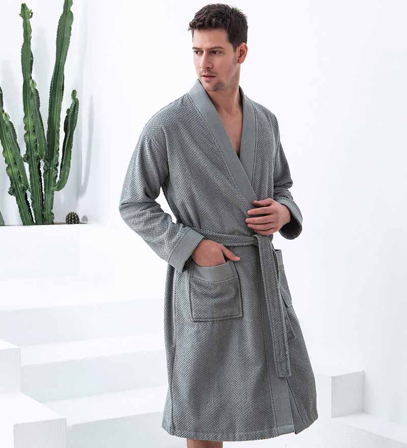 Men's Turkish Cotton Terry Cloth Kimono Robe-14