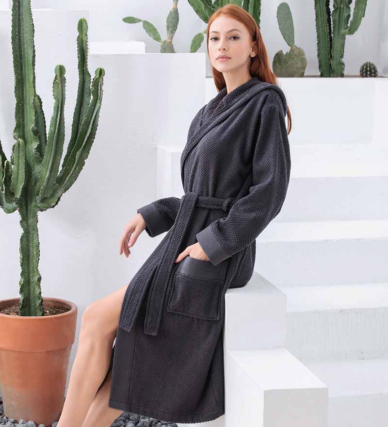 Women's Hooded Turkish Cotton Terry Cloth Robe-13