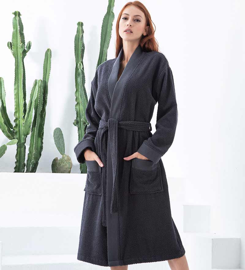 Women's Turkish Cotton Terry Cloth Kimono Robe-13