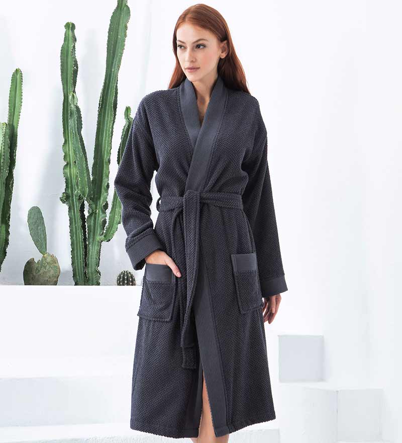 Women's Turkish Cotton Terry Cloth Kimono Robe-11