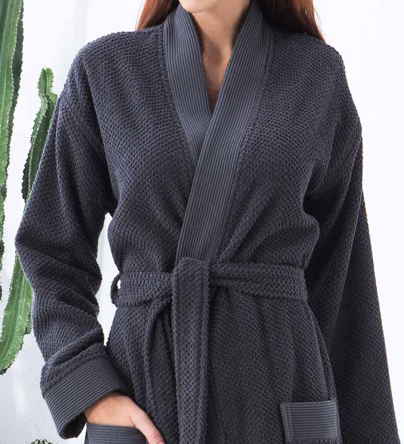 Women's Turkish Cotton Terry Cloth Kimono Robe-14