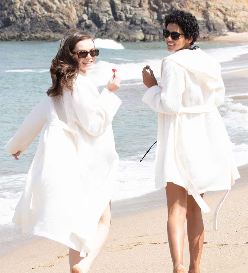 Women's Full Length Lightweight Waffle Spa Robe with Shawl Collar-9