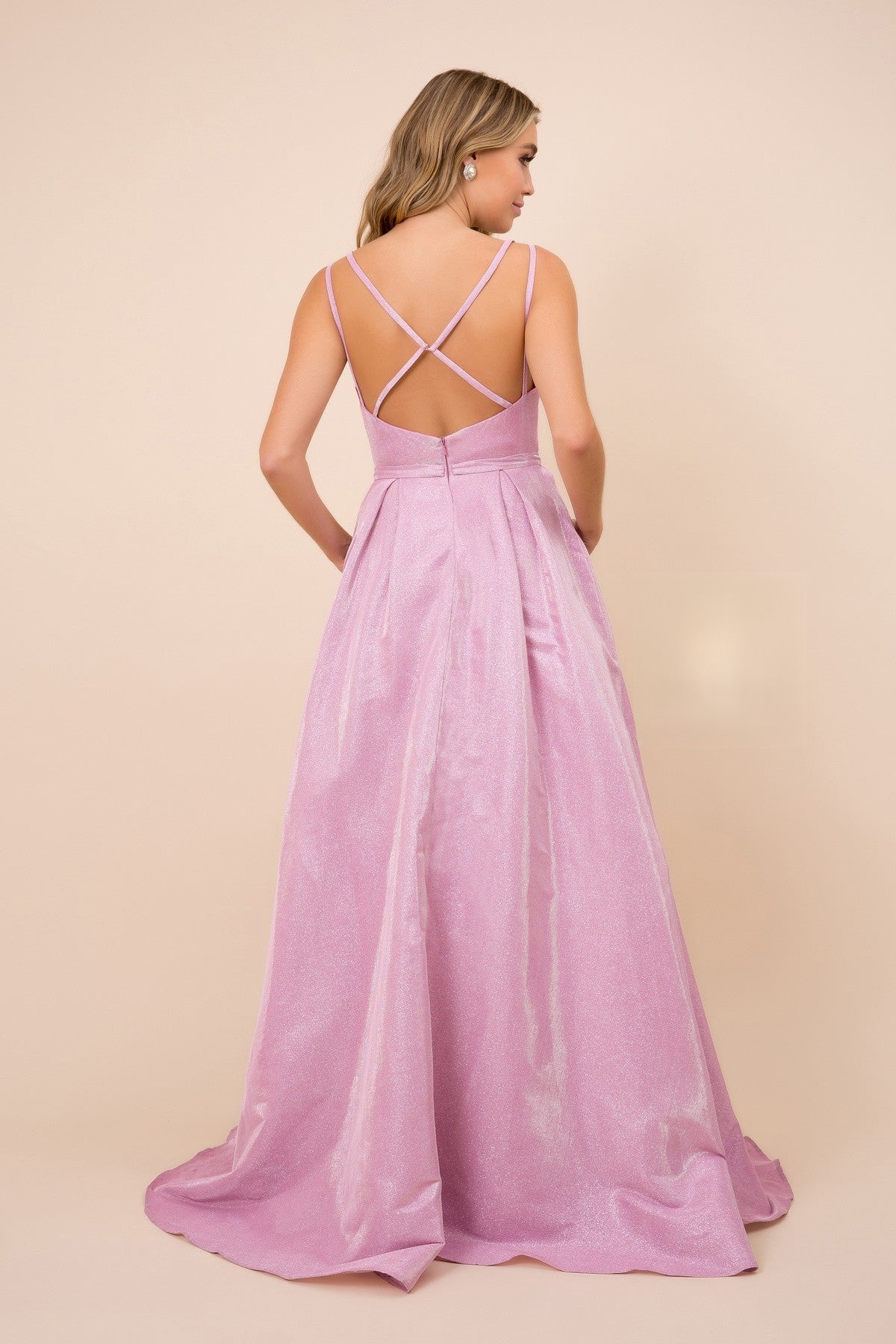 Simple Classy Sleeveless Pockets Long Prom Dress NXE228-1