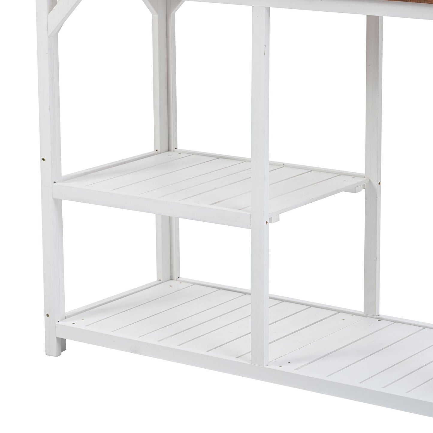 TOPMAX 64.6" Large Outdoor Potting Bench (White)-12