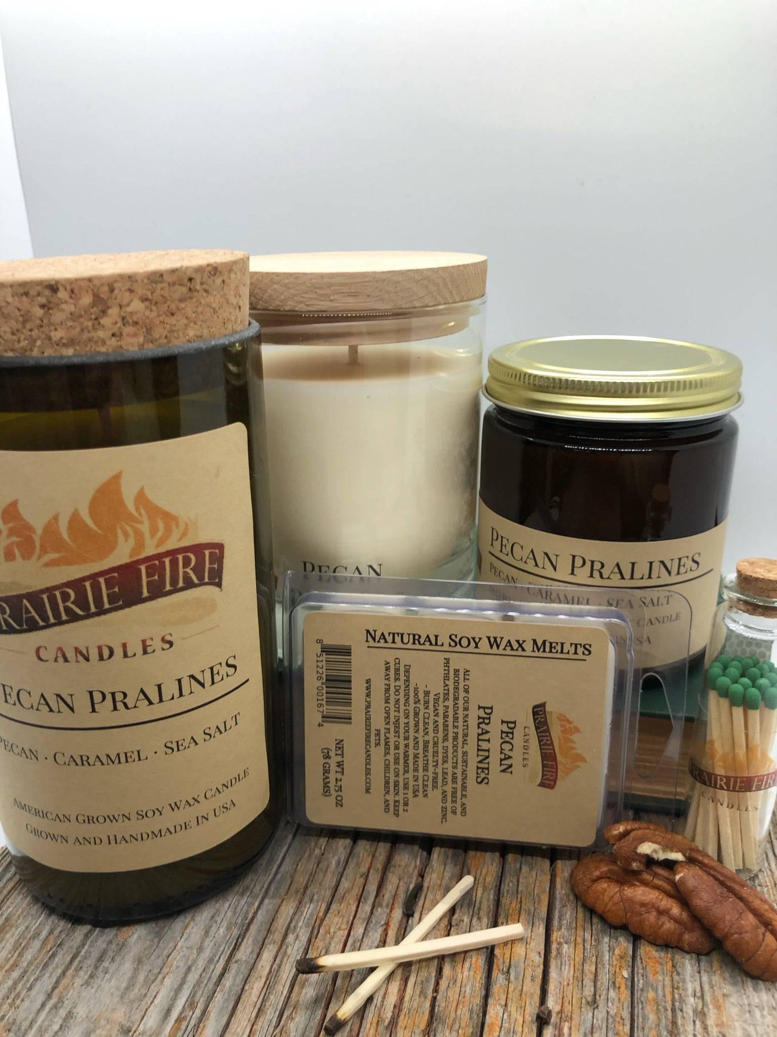 Pecan Pralines Soy Wax Candle | Repurposed Wine Bottle Candle Natural Cork | Handmade in USA Candle | Eco-Friendly Candle | Non-Toxic Soy Candle-1