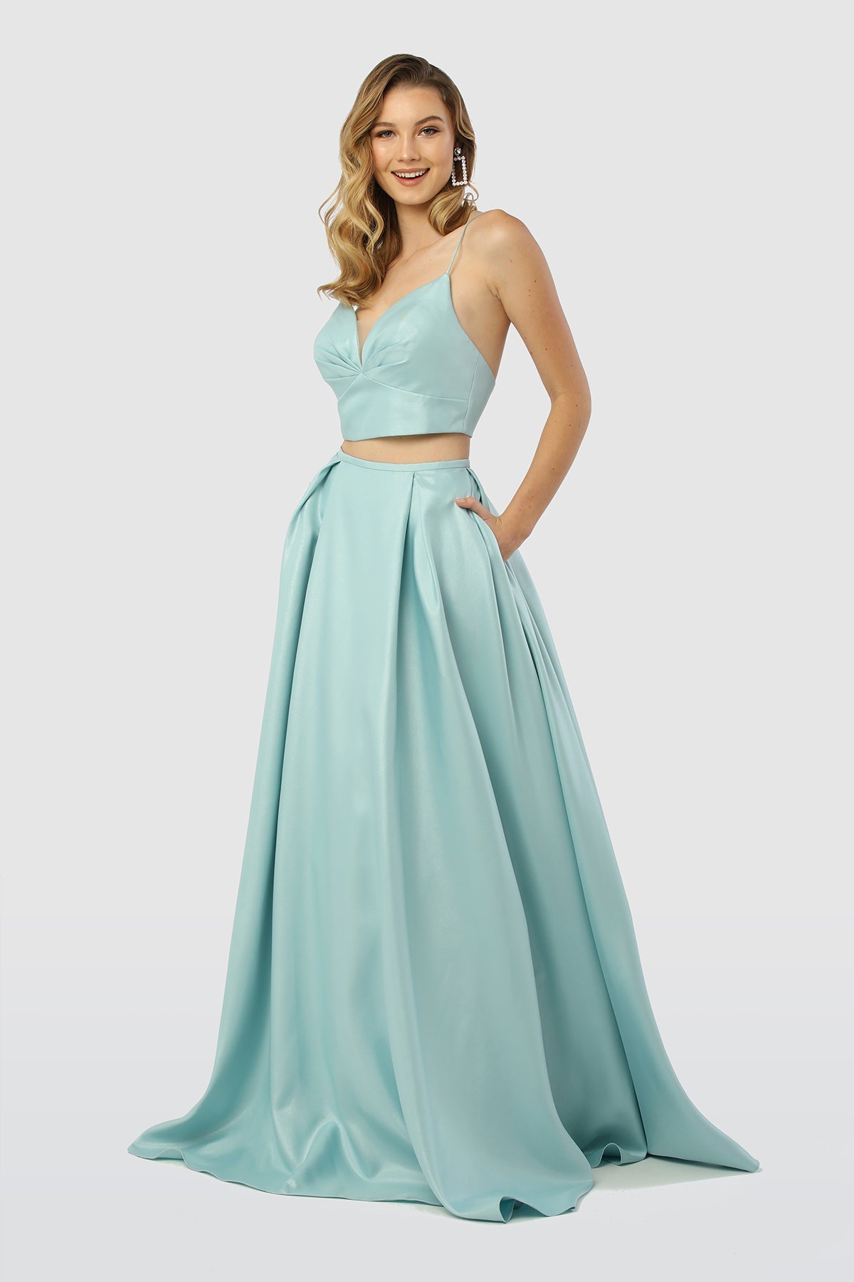 Sweetheart Two Piece Glitter Long Prom Dress NXE161-0