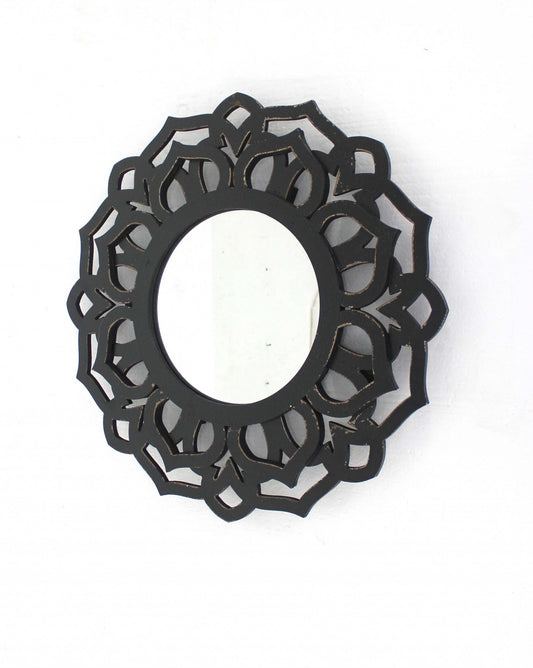 23.75 x 23.75 Black Traditional Lotus - Wall Mirror-0