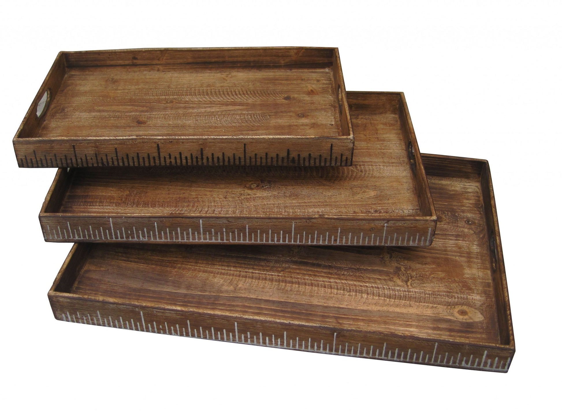 19 X 12 Brown Wood Tray Set-1