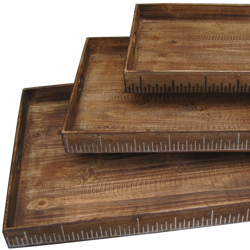 19 X 12 Brown Wood Tray Set-2