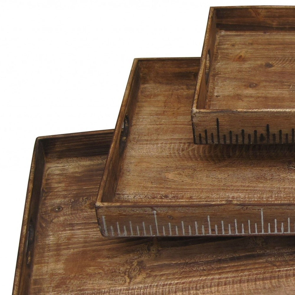 19 X 12 Brown Wood Tray Set-3