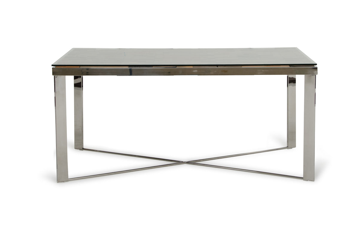 30" Wood  Steel  and Glass Dining Table-2