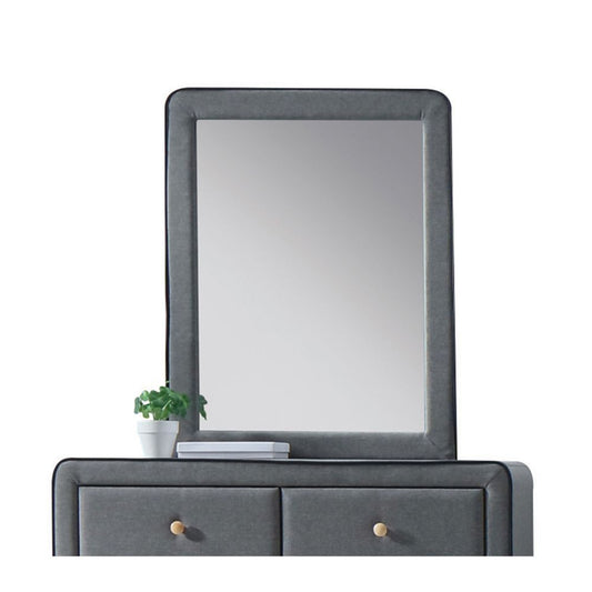 Light Gray Upholstered Vanity Mirror-0