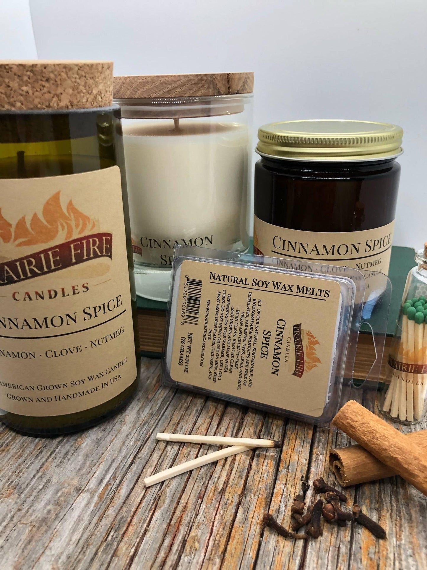 Cinnamon Spice Soy Wax Candle | Repurposed Wine Bottle Candle Natural Cork | Handmade in USA Candle | Eco-Friendly Candle | Non-Toxic Soy Candle-2