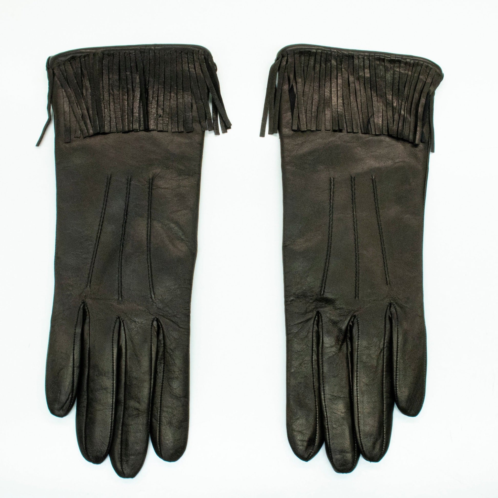 LEATHER GLOVES WITH FRINGES-0