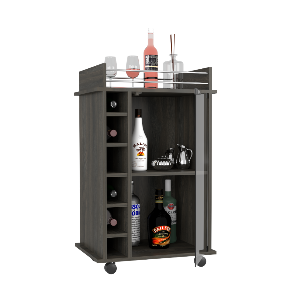 Bar Cart Baltimore, Six Wine Cubbies, Carbon Espresso Finish-9