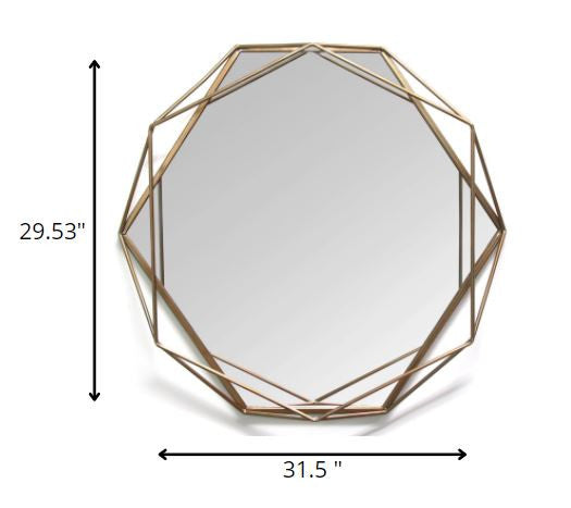 Gold Metal Octagon Framed Wall Mirror-3