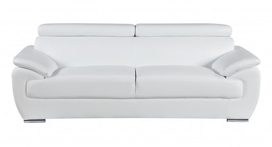 86" Captivating White Leather Sofa-0