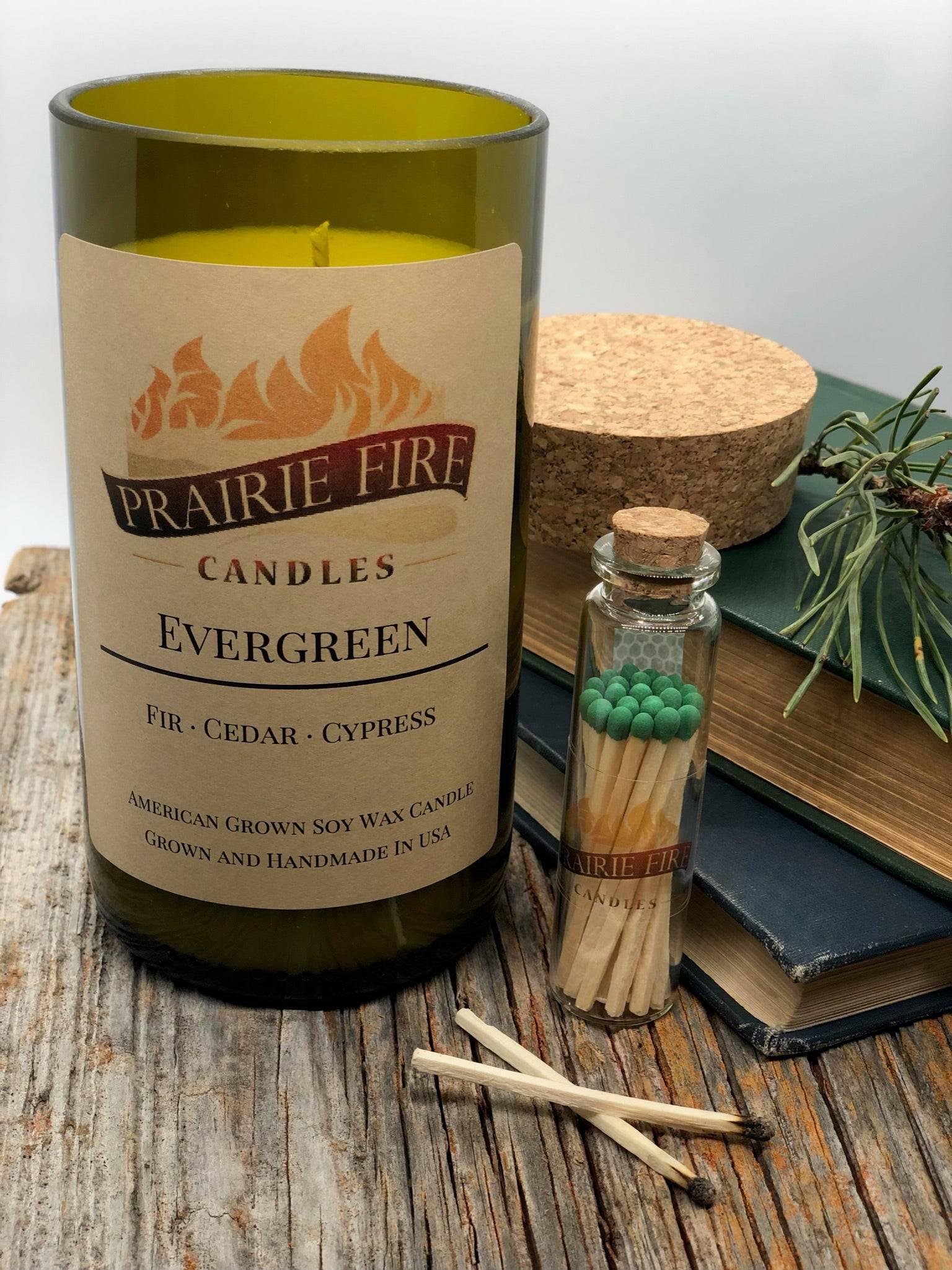 Evergreen Soy Wax Candle | Repurposed Wine Bottle Candle Natural Cork | Handmade in USA Candle | Eco-Friendly Candle | Non-Toxic Soy Candle-0