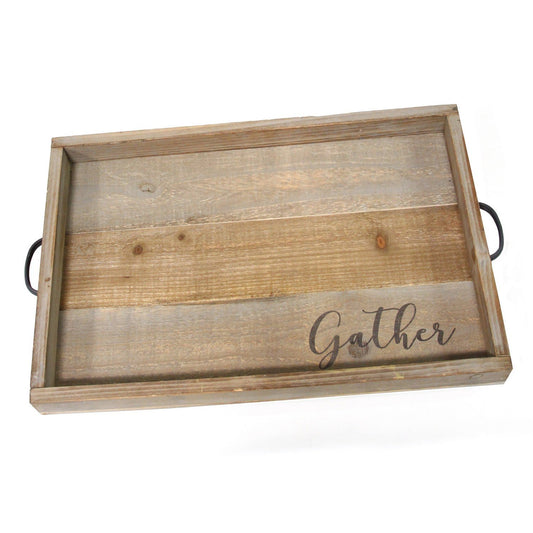 Modern Farmhouse Gather Wood & Metal Tray-0